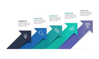 5 pijlen infographic ontwerp sjabloon. bedrijf groei presentatie. vector