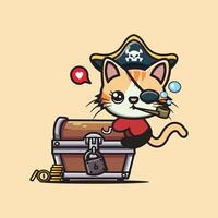 grappig illustraties van piraat katten en bommen vector