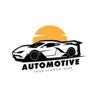 sport auto logo ontwerp met zon achtergrond voor automotive vector