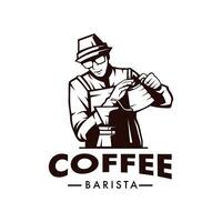 koffie barista of barman logo ontwerp illustratie voor zaken koffie winkel cafe restaurant vector