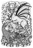 geit symbool met toeter van overvloed, hel brand en duivels teken - pentagram vector