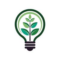 hernieuwbaar energie middelen logo met een dynamisch fabriek aangedreven licht lamp eco idee licht lamp logo vector