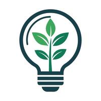 hernieuwbaar energie middelen logo met een dynamisch fabriek aangedreven licht lamp eco idee licht lamp logo vector
