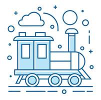 grappig stijl trein motor schets illustratie trein motor schets logo vector