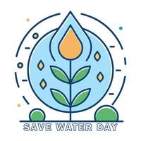 schattig grappig stijl water laten vallen illustratie opslaan water opslaan aarde dag illustratie vector