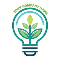 hernieuwbaar energie middelen logo met een dynamisch fabriek aangedreven licht lamp eco idee licht lamp logo vector