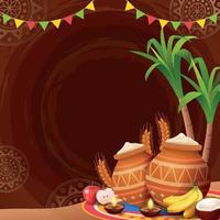 gelukkige pongal oogstfeest achtergrond vector