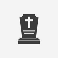 kist, Rust in vrede graf icoon geïsoleerd. grafsteen, begrafenis, begraafplaats, kruis, grafsteen symbool vector