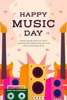 wereld muziek- dag verticaal banier illustratie met musical instrument vector