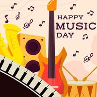 wereld muziek- dag met divers musical instrument illustratie vector