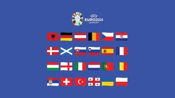 euro 2024 Duitsland vlaggen lint ontwerp met officieel symbool logo Europese Amerikaans voetbal laatste illustratie vector