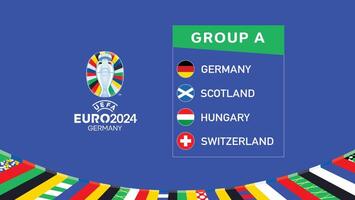 euro 2024 Duitsland groep een vlaggen ontwerp symbool officieel logo Europese Amerikaans voetbal laatste illustratie vector