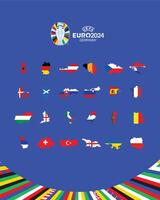 euro 2024 Duitsland vlaggen kaart ontwerp met symbool officieel logo Europese Amerikaans voetbal laatste illustratie vector