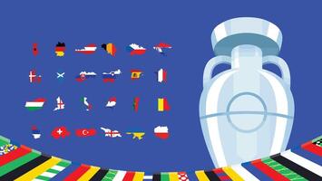 euro 2024 Duitsland embleem kaart ontwerp met trofee symbool officieel logo Europese Amerikaans voetbal laatste illustratie vector