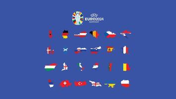 euro 2024 Duitsland vlaggen kaart ontwerp met officieel symbool logo Europese Amerikaans voetbal laatste illustratie vector