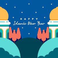 vlak Islamitisch nieuw jaar achtergrond vector