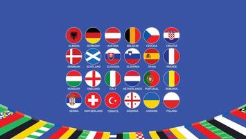 Europese landen Amerikaans voetbal 2024 embleem ontwerp abstract symbool Europese Amerikaans voetbal teams landen illustratie vector