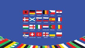 Europese landen Amerikaans voetbal 2024 vlaggen lint ontwerp abstract symbool Europese Amerikaans voetbal teams landen illustratie vector