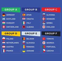 Europese Amerikaans voetbal 2024 groepen teams embleem symbool ontwerp abstract Europese Amerikaans voetbal landen landen illustratie vector