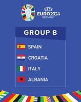euro 2024 Duitsland groep b lint vlaggen ontwerp symbool officieel logo Europese Amerikaans voetbal laatste illustratie vector