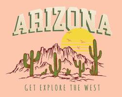 woestijn landschap illustratie in een uitgekleed stijl met toespelingen naar Arizona. vector