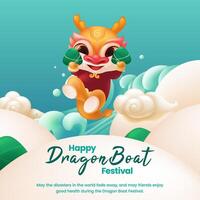 draak boot festival groeten ontwerp sjabloon vector