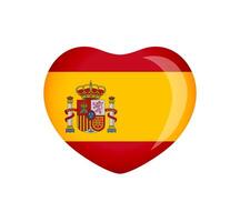 3d schattig hart icoon met Spaans vlag en knipsel masker. reizen logo concept. Welkom naar Spanje creatief symbool. groet kaart ontwerp. vakantie achtergrond. web knop. abstract teken. creatief decoratie. vector