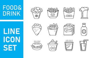 voedsel en drankjes icoon. restaurant lijn pictogrammen set. vector