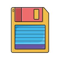 retro floppy schijf icoon beeld illustratie in geel en blauw kleur. technologie ontwerp element en concept vector