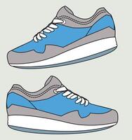 sportschoenen in blauw en grijs kleuren. illustratie van sport schoenen. vector