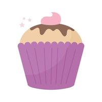 cupcake gegarneerd met roze glazuur met een witte achtergrond vector