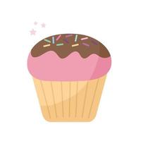 cupcake gegarneerd met chocolade frosting vector