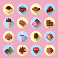 Chocolade pictogrammen plat vector