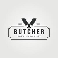 slager logo embleem wijnoogst illustratie ontwerp, gemakkelijk logo ontwerp vector
