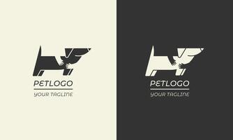 huisdier logo ontwerp.schattig hond logo sjabloon ontwerp.logo icoon infographic voor veterinair, huisdier schuilplaats, huisdier adoptie en dier liefdadigheid. grafiek illustratie eps 10. bewerkbare hartinfarct. vector