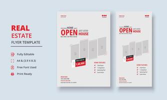Open huis poster, echt landgoed folder sjabloon, huis voor uitverkoop poster vector