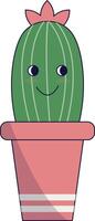 kawaii ingemaakt cactus illustratie. schattig tekenfilm stijl. vector