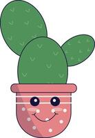 kawaii ingemaakt cactus illustratie. schattig tekenfilm stijl. vector