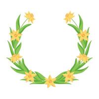 narcissen voorjaar lauwerkrans. Pasen ronde tekst kader. bloemen grens decoratie voor vakantie kaart Aan wit achtergrond. vector