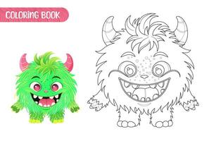 kleur boek voor kinderen. werkblad voor tekening met tekenfilm monster. schattig magisch schepsel. kleur bladzijde met grappig yeti voor peuter- en school- kinderen. illustratie Aan wit achtergrond. vector