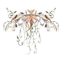 hand- getrokken waterverf illustratie haveloos boho botanisch bloemen herfst bladeren ranken Liaan roos heup takken twijgen met boog binden. samenstelling geïsoleerd wit. ontwerp bruiloft, bloem winkel, geschenk kaarten vector