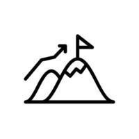 de uitdaging icoon is een berg met een vlag of ook middelen wandelen vector