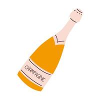 Champagne fles. Champagne fles in hand- getrokken stijl. illustratie met wit geïsoleerd achtergrond. vector