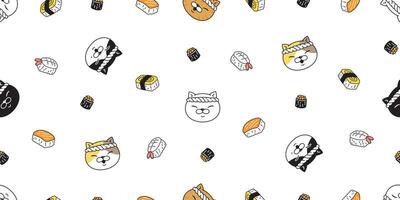 kat naadloos patroon katje chef sushi ramen hoofd calico Japan voedsel huisdier sjaal geïsoleerd tekenfilm dier tegel behang herhaling achtergrond illustratie tekening ontwerp vector