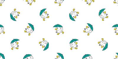 eend naadloos patroon paraplu kip vogel huisdier sjaal geïsoleerd tekenfilm dier tegel behang herhaling achtergrond illustratie tekening groen ontwerp vector
