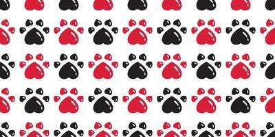 hond poot naadloos patroon hart voetafdruk Valentijn kat beer Frans bulldog tekenfilm sjaal tegel achtergrond herhaling behang tekening illustratie rood zwart ontwerp vector
