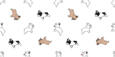 hond naadloos patroon Frans bulldog glimlach ras voetafdruk poot tekenfilm herhaling behang tegel achtergrond sjaal geïsoleerd illustratie tekening ontwerp vector