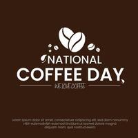 Internationale koffie dag vector logotype met belettering en kaart met tekst opschrift