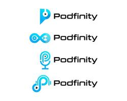 brief p monogram podcast koptelefoon geluid muziek- logo ontwerp. vector