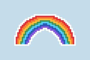pixel regenboog icoon illustratie. pixel kunst. regenboog teken 8 beetje logo voor spel, kaart, banier, sticker vector
